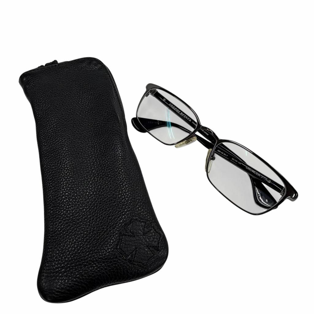 Great CHROME HEARTS Glasses GROWLER 1 Black 925 Mens Used