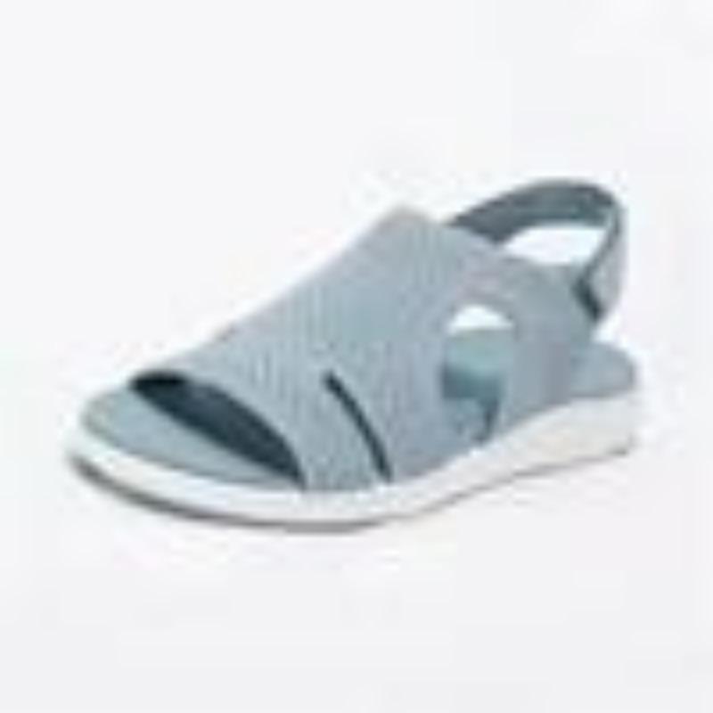 Summer Casual Mesh Flat Heel Viscose Shoes Breathable Round Head Low Top Solid Color Blue Sandals