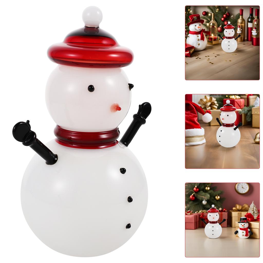 Christmas Snowman Candy Jar with Lid Glass Storage Jar for Sweets Decorative Holiday Container Kitchen Sugar Bowl Party Favor