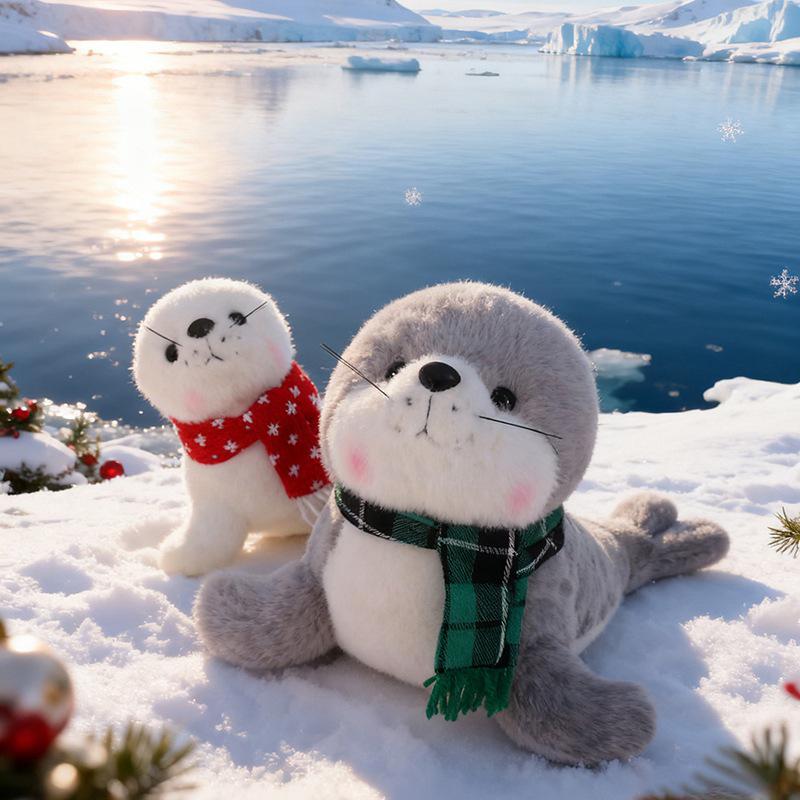 Weihnachts-Seelöwen-Stofftier - Meeresaquarium Stoffpuppe, Perfektes Geschenk für Kinder