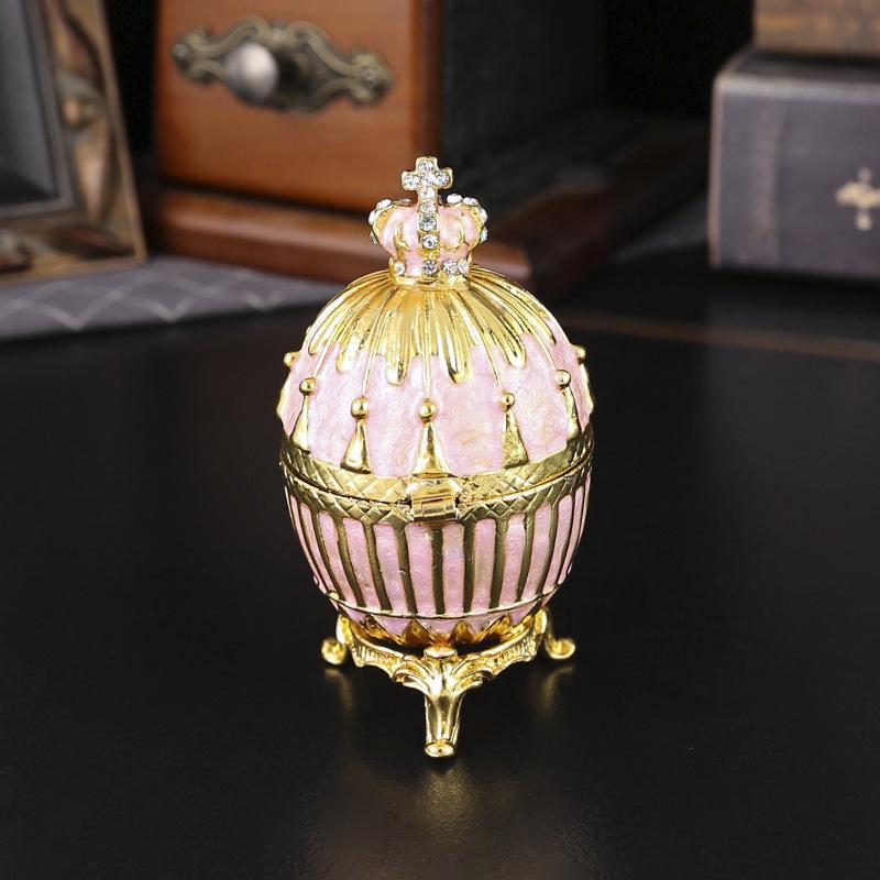 Egg-shaped Jewelry Box Metal Enamel Jewelry Box Dust-proof Household Storage Creative Home Ornament Flip Jewelry Box