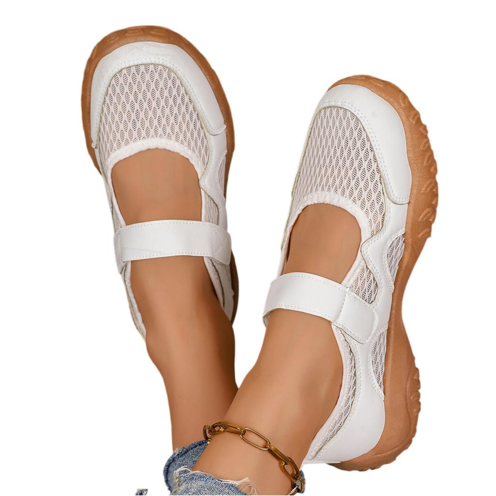 Women Fashion Mesh Platform Casual Shoes Hook and Loop Closure Lightweight Breathable Slip On Comfortable Walking Sneakers
