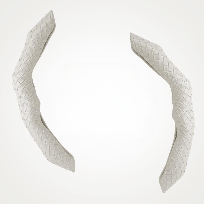 A Pair of Snap-on Hand-Knitted Faux Leather Universal Steering Wheel Covers  Easy and Quick Installation -Shape, Universal Fit