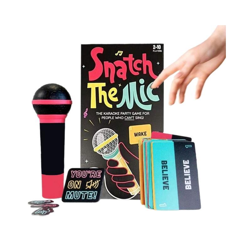 Snatch the Mic Music Party Game Card Game for Family Game Night, Karaoke Fun Tabletop Toy for Adults Kids