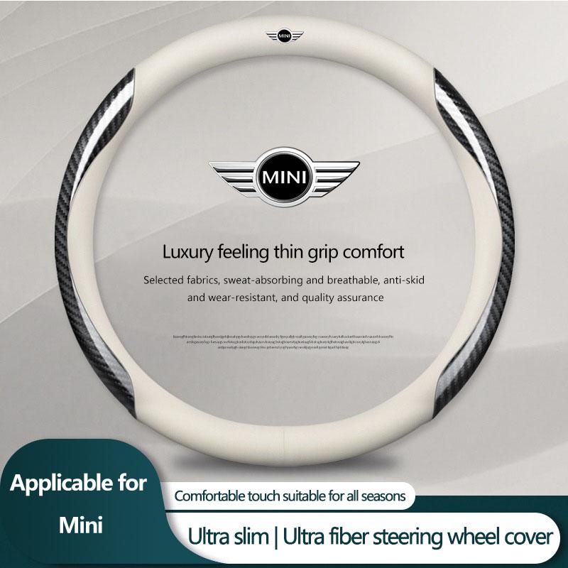 

Leather Carbon Fiber Car Steering Wheel Cover Car Accessories For BMW Mini Cooper F54 F55 F56 R56 R60 SONE Roadster Clubman Coupe silver