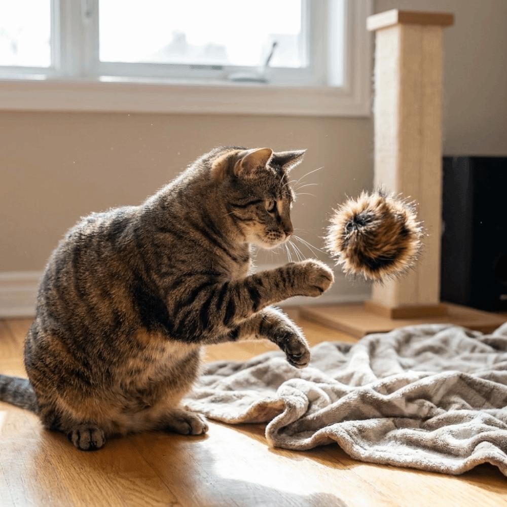 Rabbit Fur Fluffy Pet Toy Bite Resistant Kitten Chew Toys Funny Cat Teaser Ball Small Cat