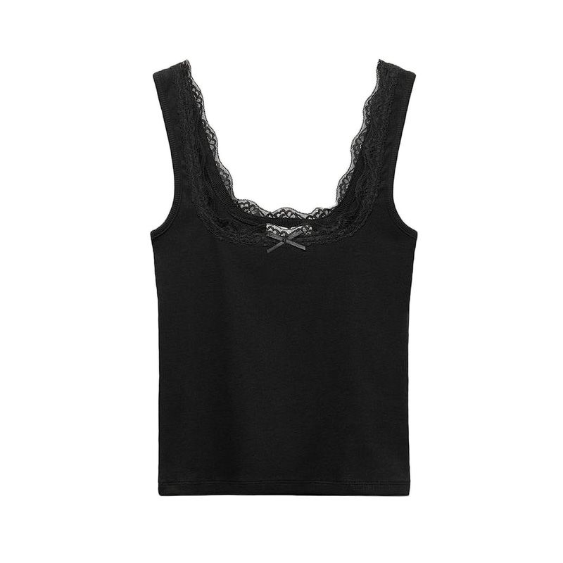 Spring New Women's Clothing Fashion Style Multi-Color Selection Lace Trim Wide Camisole Short Tops 1660300