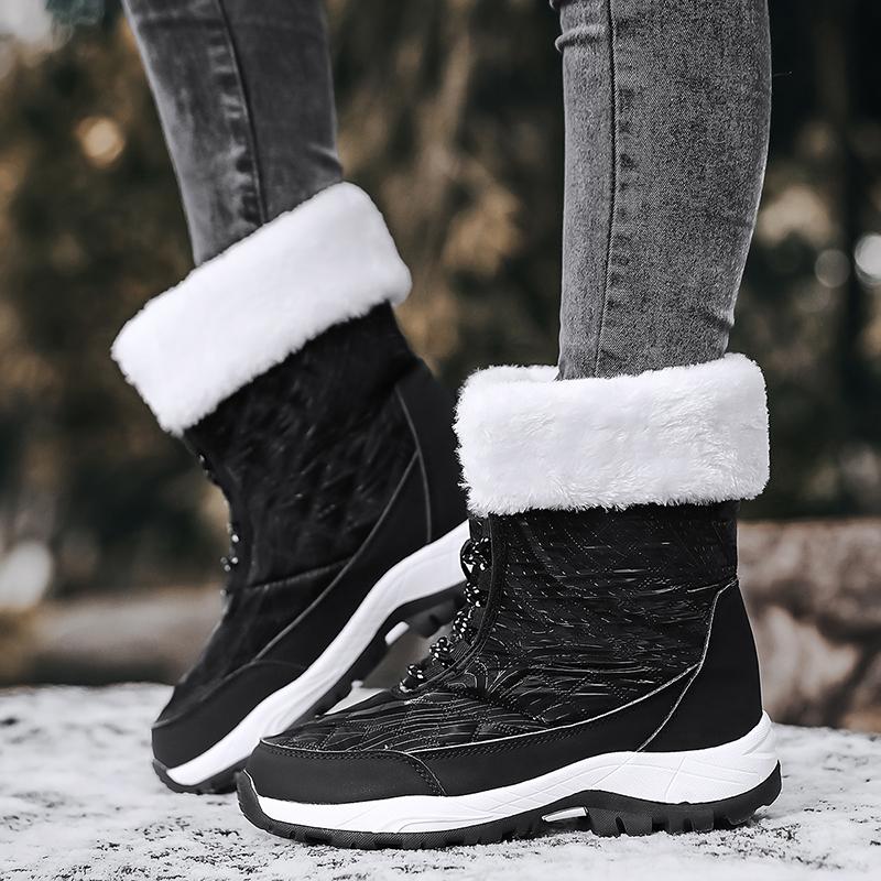 Stivali da donna Scarpe invernali impermeabili Stivali da neve Piattaforma Mantieni caldi stivali neri alla caviglia