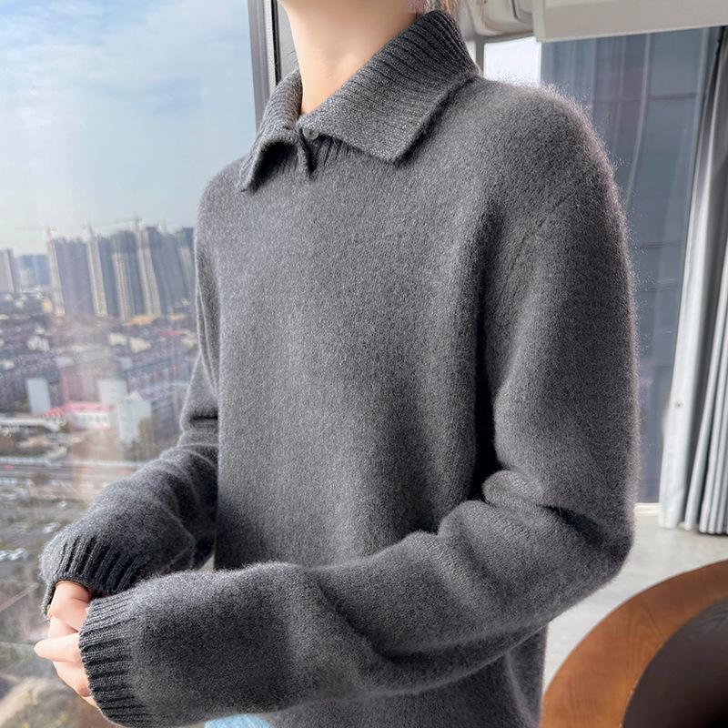 Women's High-Neck Knitted Pullover Wool Sweater - Long-Sleeved, Warm Autumn/Winter Top
