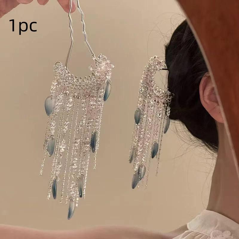 

Ретро Длинная Кисточка U-образная Заколка для Волос Женская в Китайском Стиле Аксессуары для Волос Шагающая Заколка Ханфу Головной Убор