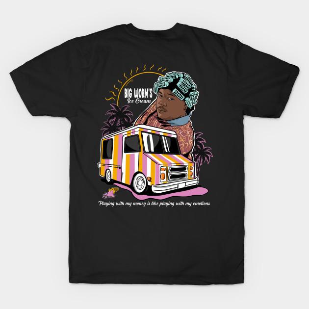 Men Black Print T-shirt Big Worm’S Ice Cream No-Cut Transfer Paper Print Cotton Tshirt M чёрный