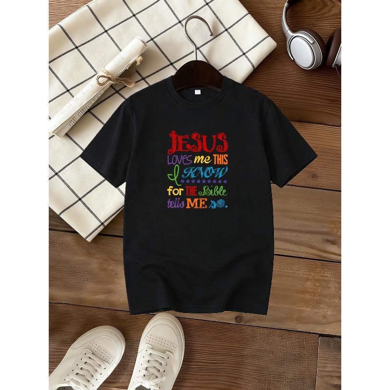 

European sizes Boys T-shirt, Creative and Fun COLOR LOVES Me THIS Printed Short Sleeves, Comfortable Casual Top 98cm чёрный