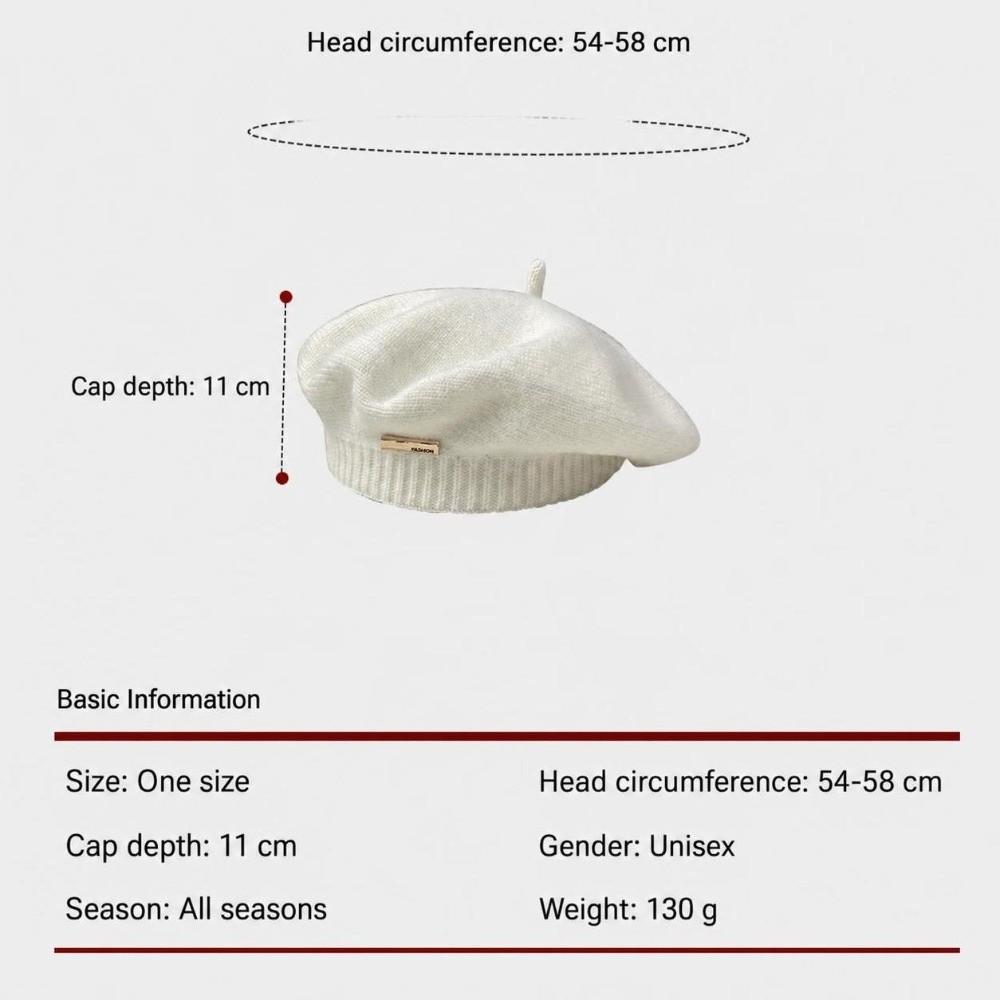 Solid Color Beret Hat Warm Woolen Beanie Cap Retro Knit Cap Women Girl