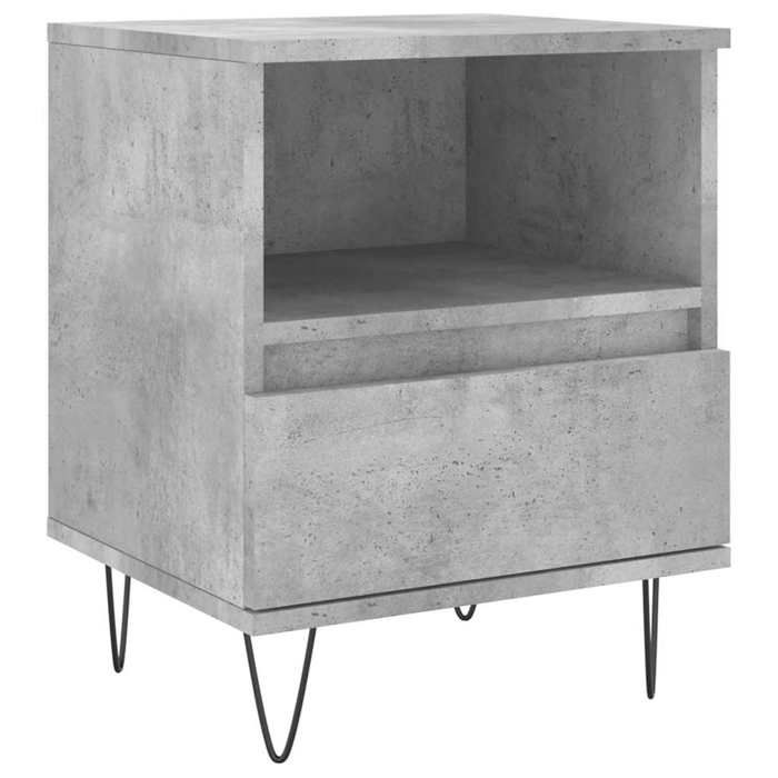 Bedside Table - Maison Exclusive - Concrete Grey - Engineered Wood - 1 Drawer and 1 Compartment