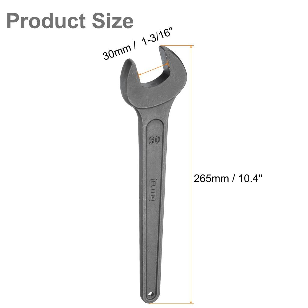 uxcell Spanner Thick Carbon for Automotive Repair and Furniture Gray Single-Ended Wrench, 2-Piece Set, 30mm, Steel, Assembly,