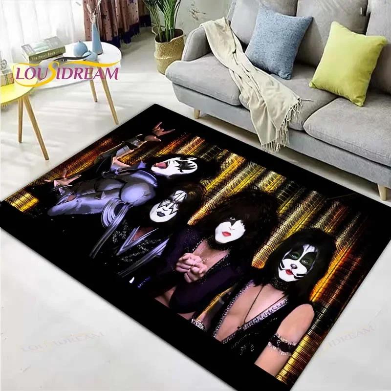 Berühmte Musik Heavy Metal Band KK-Kiss Bedruckte Teppiche Wohnzimmer Anti-Rutsch-Bereichsteppich Kinderzimmer Matten Yogamatte Großer Teppich