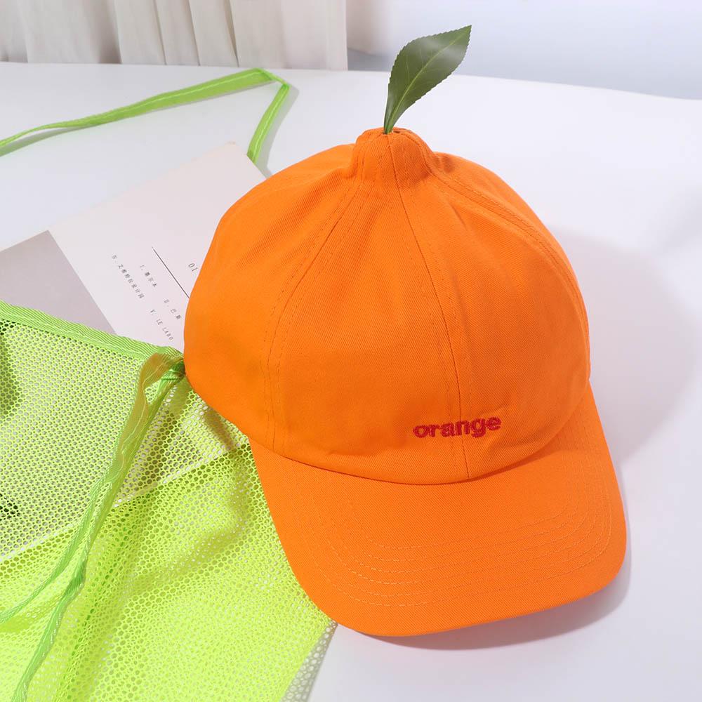Cotton Embroidered Letter Hat Peaked Creative Orange Cap Orange Baseball Cap  Street