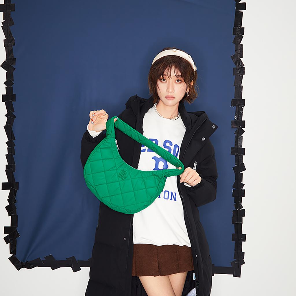 New MLB Polyester Cloud Bag Dumpling Bag Shoulder Bag Handbag Shoulder Bag Women's Green 3ABQM0936-07GNL