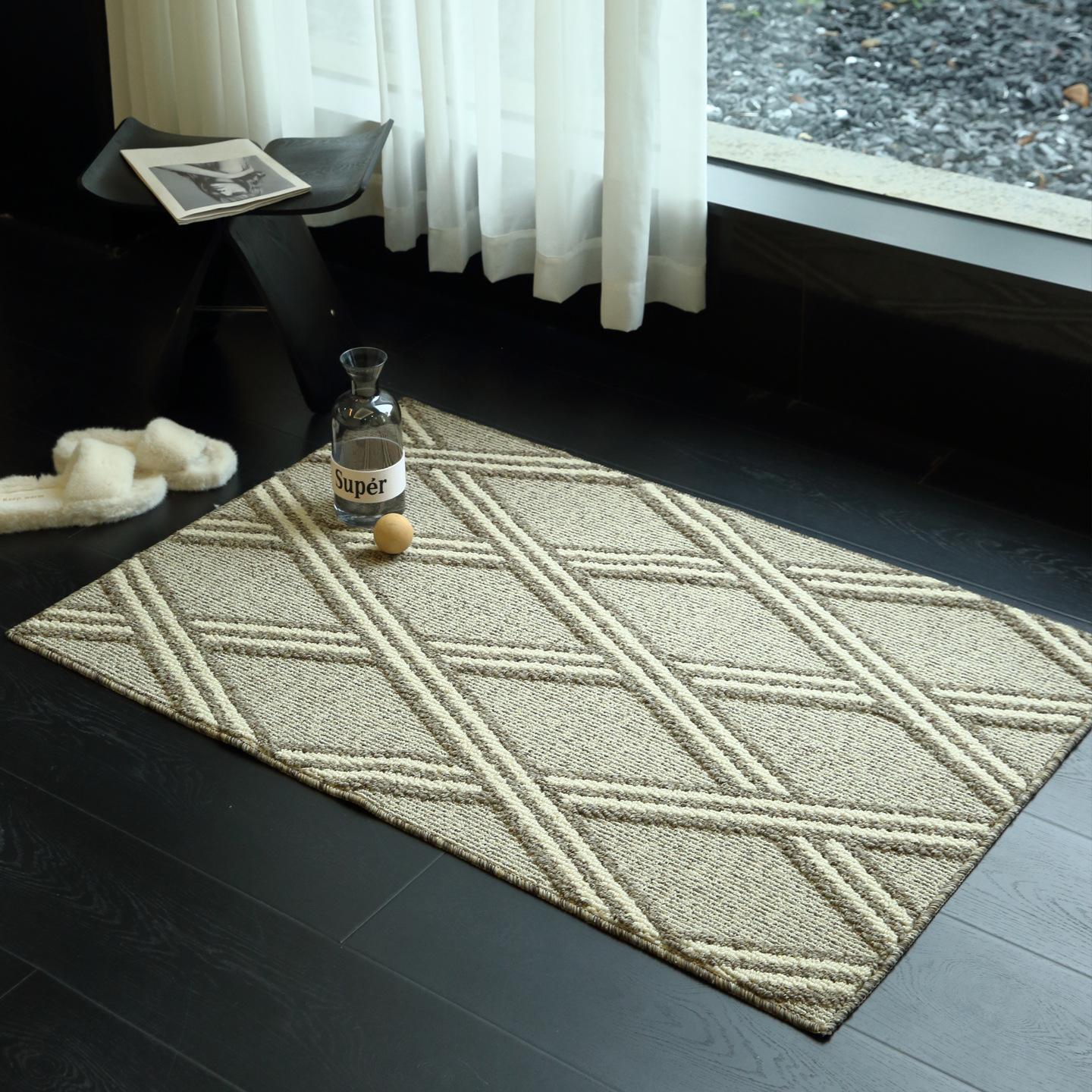 Double Layer Loop Pile Entryway Rug Non Slip Door Mat Dust Trapping Indoor Doormat Washable Modern Home Decor 50x80cm белый
