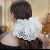 Elastic Pearl Lace Scrunchies Hair Bands Ponytail Holder Oversize Lace Hair Ties  for Meatball Head