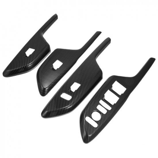 Power Window Switch Cover Sticker for Honda Carbon Fiber Pattern Black 4pcs
