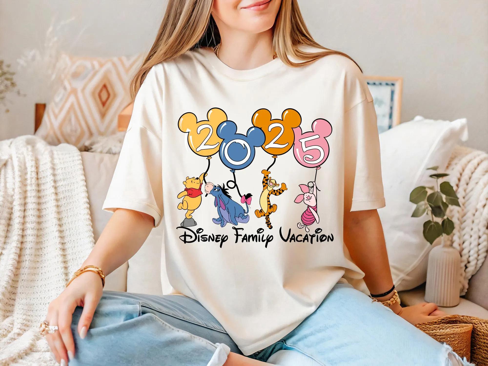

Disney Family Vacation 2025 Tshirt Winnie the Pooh And Friends Mickey Balloons Shirt Disney Pooh Bear And Co Sweater S