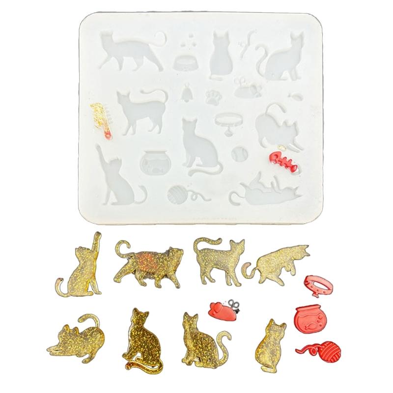 Lovely Cats Shape Silicone Mould Jewelry Tool Multipurpose for Handmade Soap Candle Cake Decoration Designs