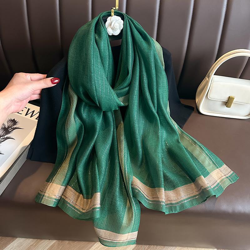 Long Silk Wool Scarf Shawls And Wraps For Women Solid Foulard Pashmina Poncho Female Summer Sunscreen Scarves Hijab Bandana