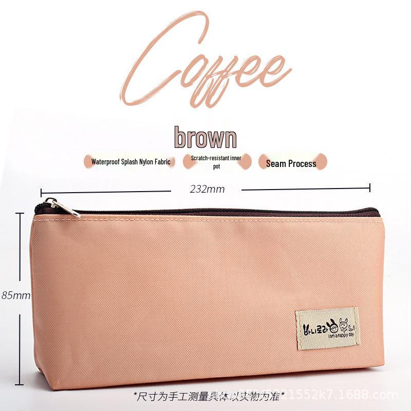 Large Capacity Dirt-Resistant Canvas Pencil Case for Boys - Simple, Lightweight, and Fashionable кофейный