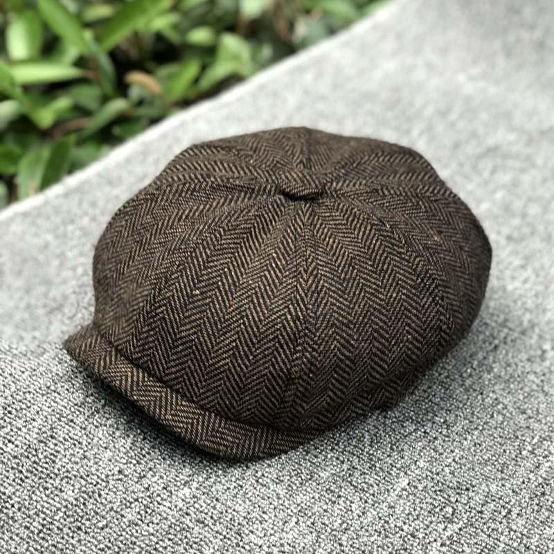 

Beckham Striped Octagonal Hat Season Newsboy Hat British Vintage Men S Checked Duck Tongue Beret Octagonal Hat 4xl extra large size 62cm темно-коричневого кольору