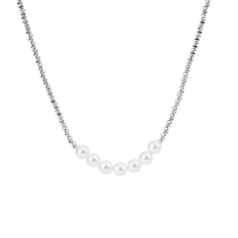 Elegant Silver Pearl Necklace: Women's Luxury Design Light Choker 2025 Trend