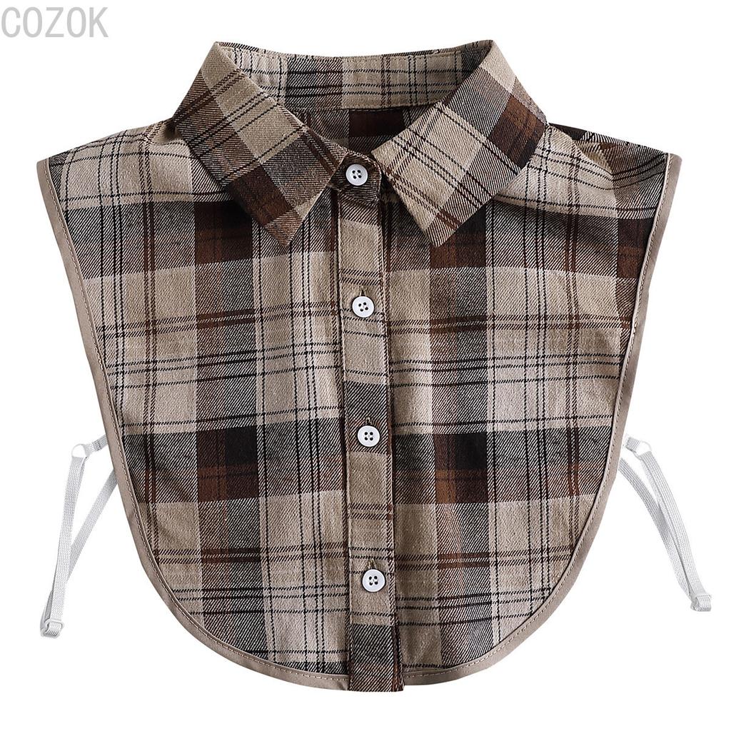 Women's Solid Colour Black White Vertical Small Flip Collar Versatile Shirt Jumper Jumper Fashion Lace False Collar Four Seasons