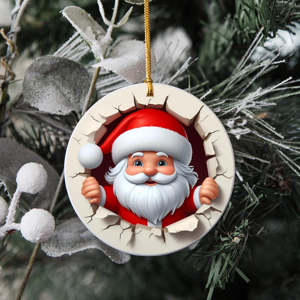 Ozdoba Świąteczna 3D Święty Mikołaj Prezent Ozdoby Świąteczne 2025 Pomysł na Prezent do Wymiany Prezent Ozdoba Święty Mikołaj Dekoracja Świąteczna