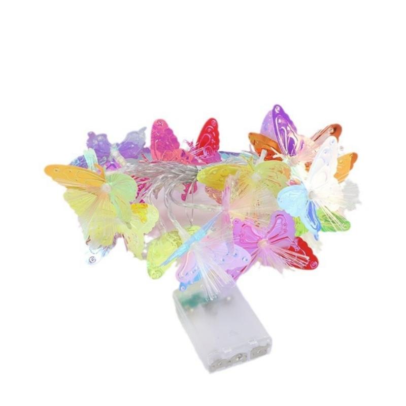 3m/6m Fiber Optic Butterfly Light LEDs Flashing String Light Starry Outdoor Halloween Christmas Atmosphere Decoration Light