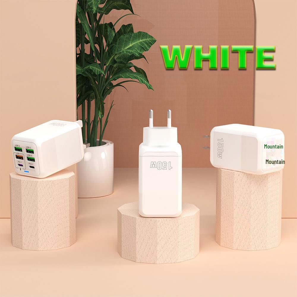 150W Multi-Port Charger: 4 USB + 2 PD, 5V/2.4A, EU/UK/US Compatible for Mobile Devices