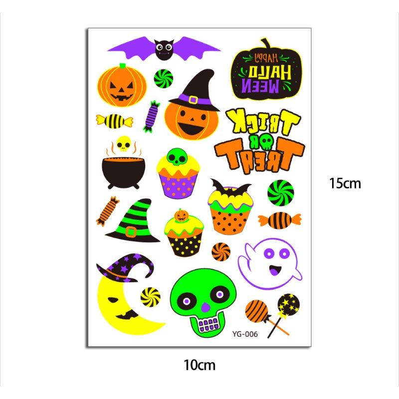 1pc Luminous Tattoo Ghost Taty Fake Tattoo Glowing In Dark Waterproof Temporary Tattoo Stickers Halloween Party for Kids
