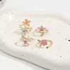 4pcs Set of Alloy Rhinestone Imitation Pearl Oil Painting Stacked Ring Set. Fashionable, Elegant And Sexy Flower Pink Series Rhinestone Imitation Pear