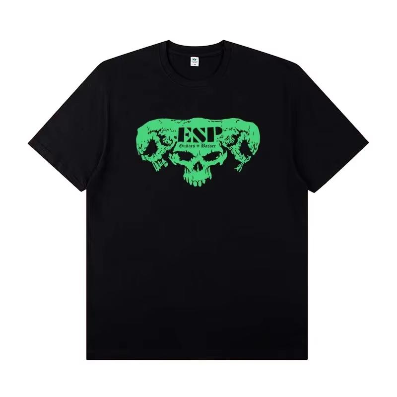 

2025 ESP Electric Guitar Peripheral Print Rock T-shirt Short Sleeve Band Guitarist Performance Shirt Ins Y2k Hot Sell 4XL