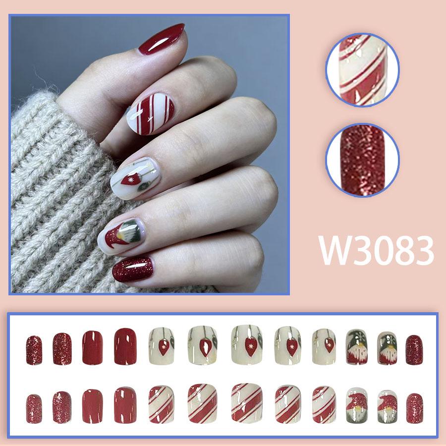 Chic European & American Style Santa Striped Nail Art Set (24 Pieces)