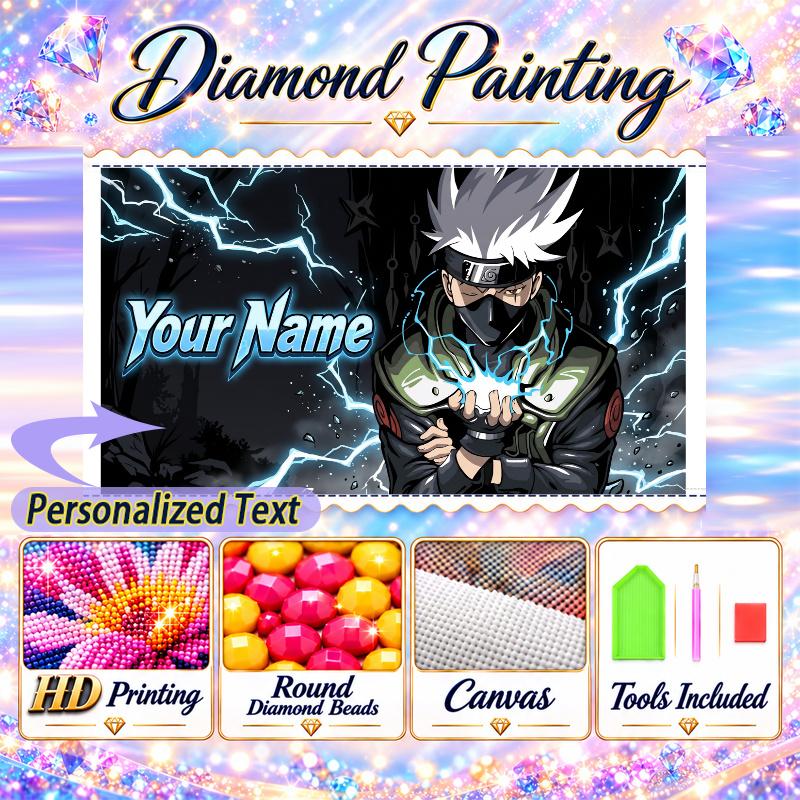 Personalized Kakashi Hatake Diamond Art Custom Name 5D Diamond Painting Full Drill DIY Craft