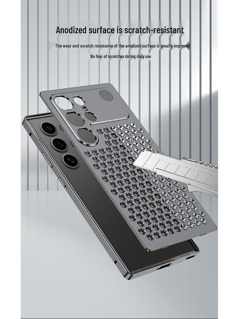 Custodia Raffreddante in Metallo per Aromaterapia Samsung S26 Ultra: Cover Protettiva Anti-Caduta a Scatto per S25 e S24 Ultra