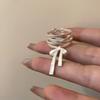 Ballet Style Bow Ribbon Open Ring Women'S Niche Design Adjustable Index Finger Ring High-End Unique Ring