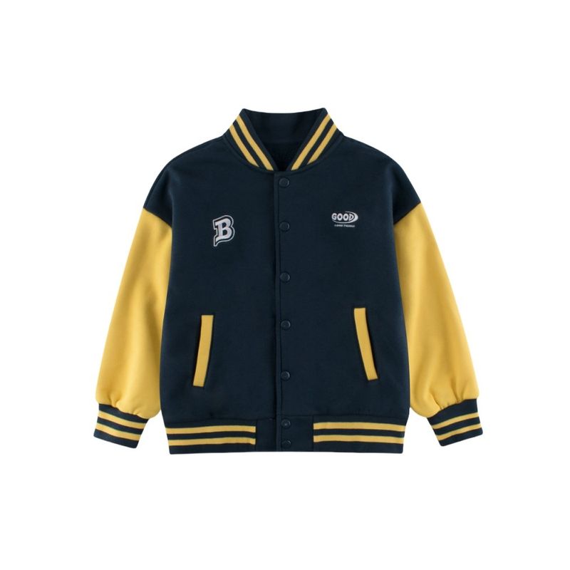 Children's Baseball Jacket for Autumn and Winter, Fleece Sweatshirt for Older Kids, Boys' Fleece-Lined Jacket, Girls' Top, Letter Cardigan