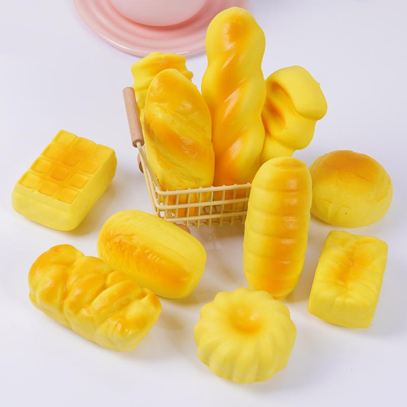 Stretch Squeezing Simulation Bread Squeeze Toy Fake Food Model Simulated Food Breakfast Squeeze Sensory Toys Toast Cake Elastic