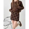 Women's Retro A-Line Plaid Woolen Skirt - Spring/Autumn Short Hip-Hugging Style