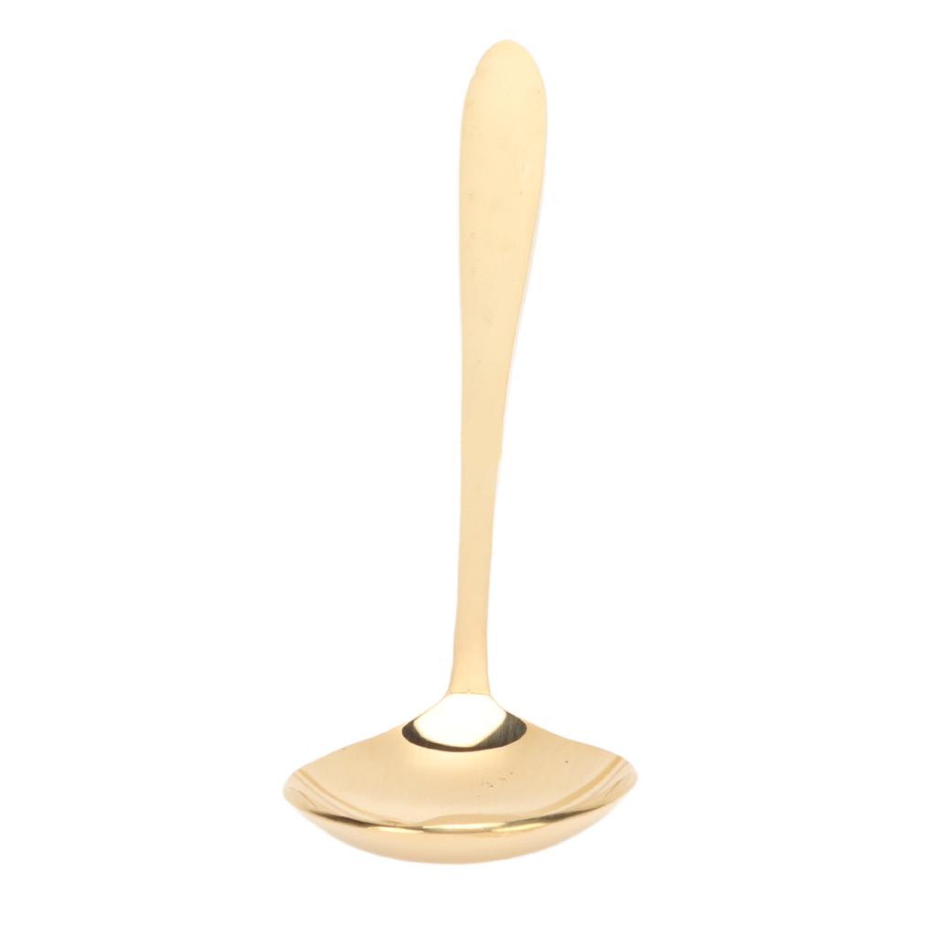 Serving Spoon Brass Polished Glossy Edges Elegant Style Compact Portable Round Soup Spoon for