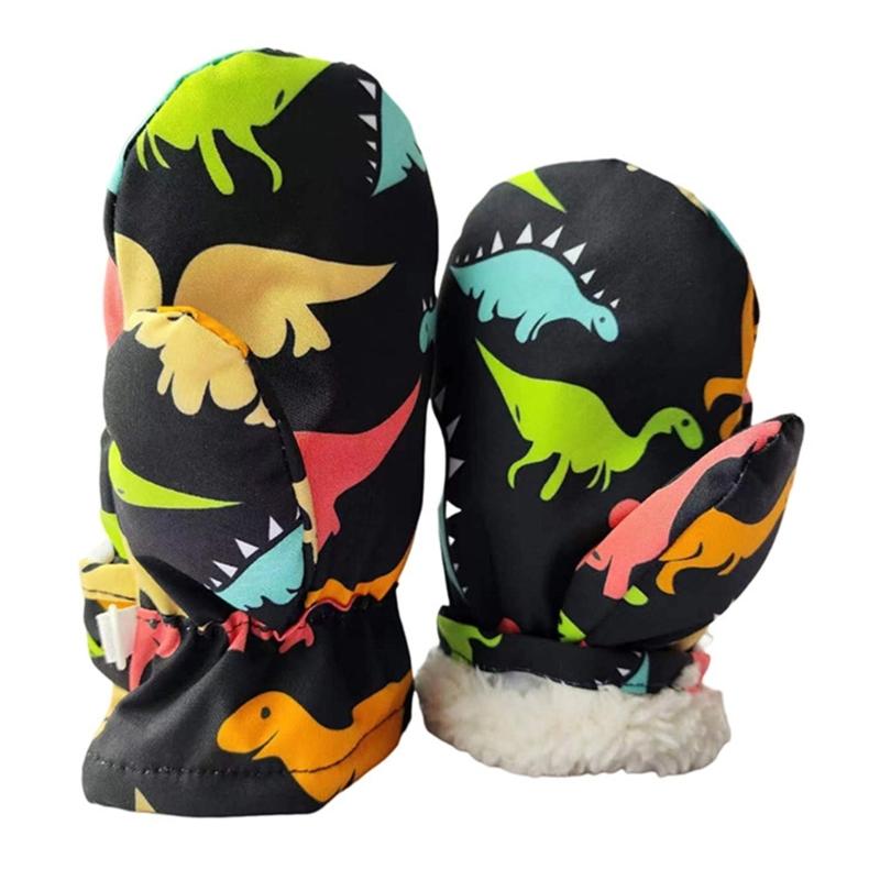 

Cartoon Gloves for Kids Boys Winter Outdoor Sports Road Riding Equipment Windproof Thicken Skiing Gloves for Winter L чёрный