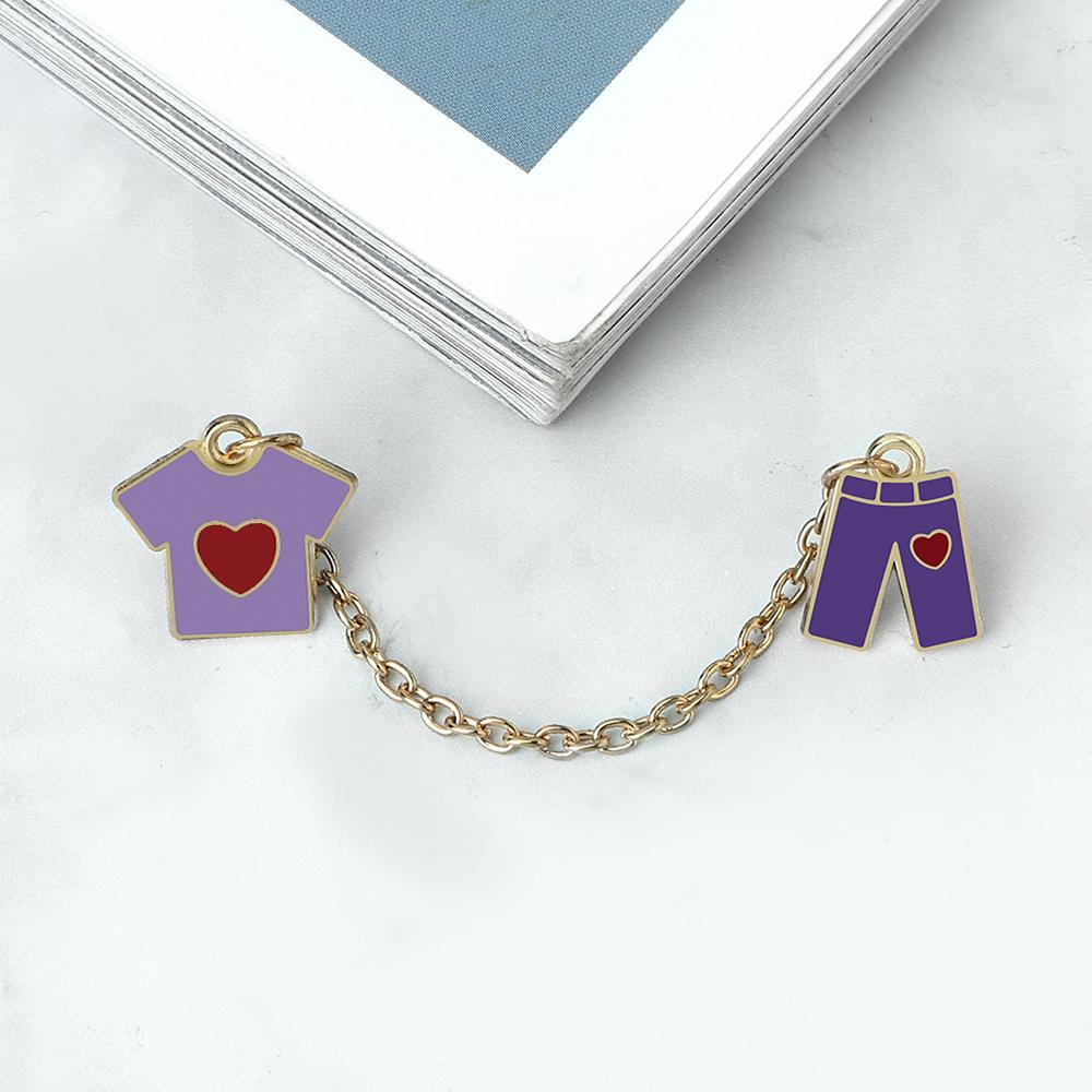 Various Custom Enamel Pins Creative Cartoon Brooch with Chain Unique Decorative Clothes Bags and Hats Accessories Gifts for Kids