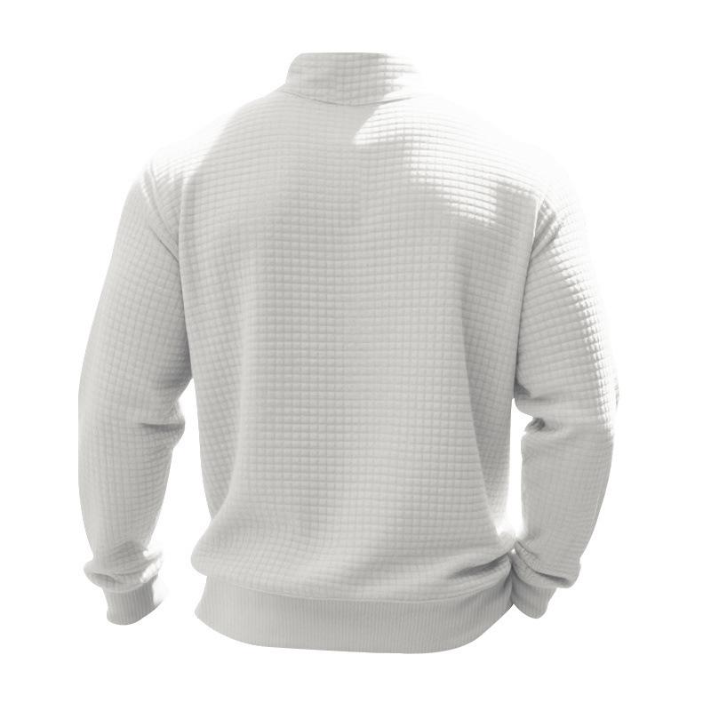Half-zip Sweatshirt for Men Autumn/Winter Jacquard Small Check Pattern Stand-up Collar Casual Pullover Large Size Sweatshirt