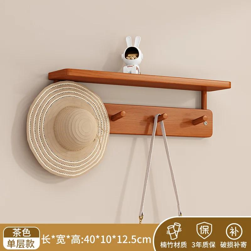 

Double-layer Bamboo Wooden Coat Racks Bedroom Clothes Creative Hooks Wall Mounted Goods Sundries Shelves Closet Storage Hangers